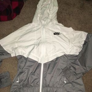 White and Grey Nike windbreaker
